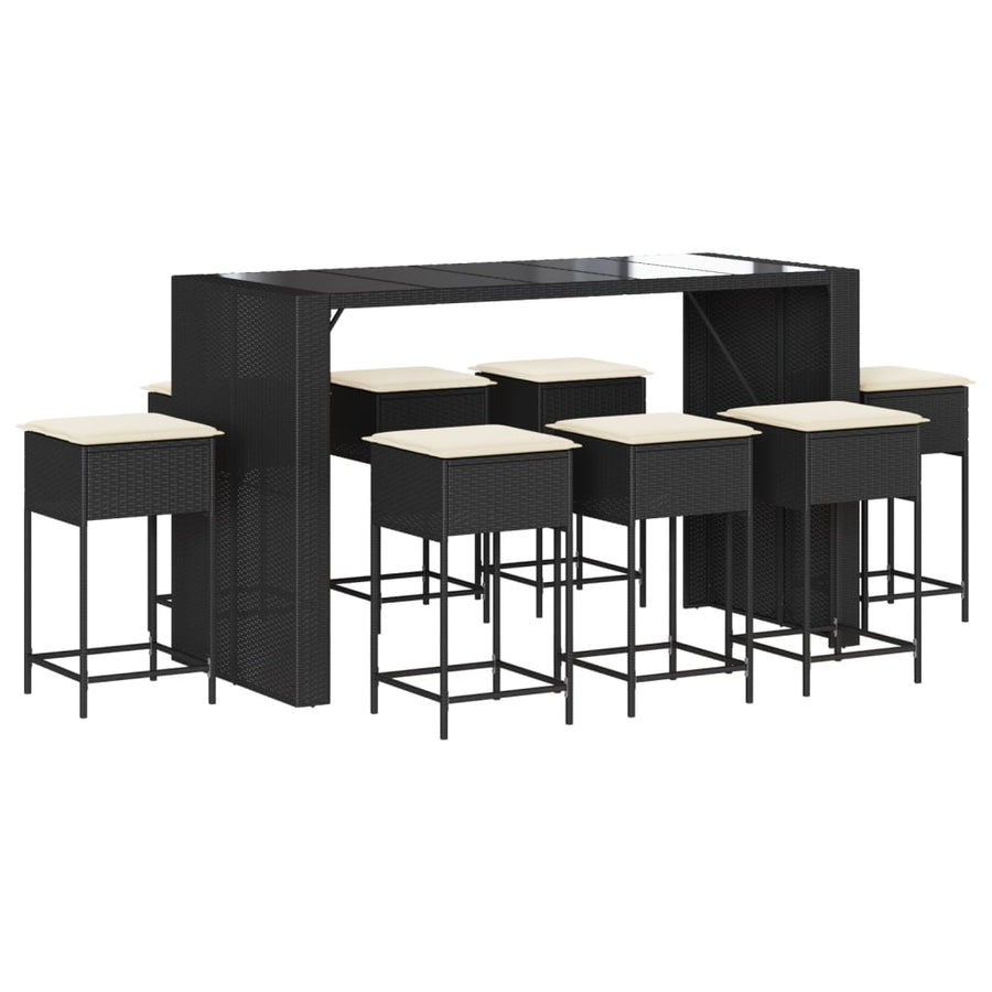 9-Delige Tuinbarset Met Kussens Poly Rattan 8