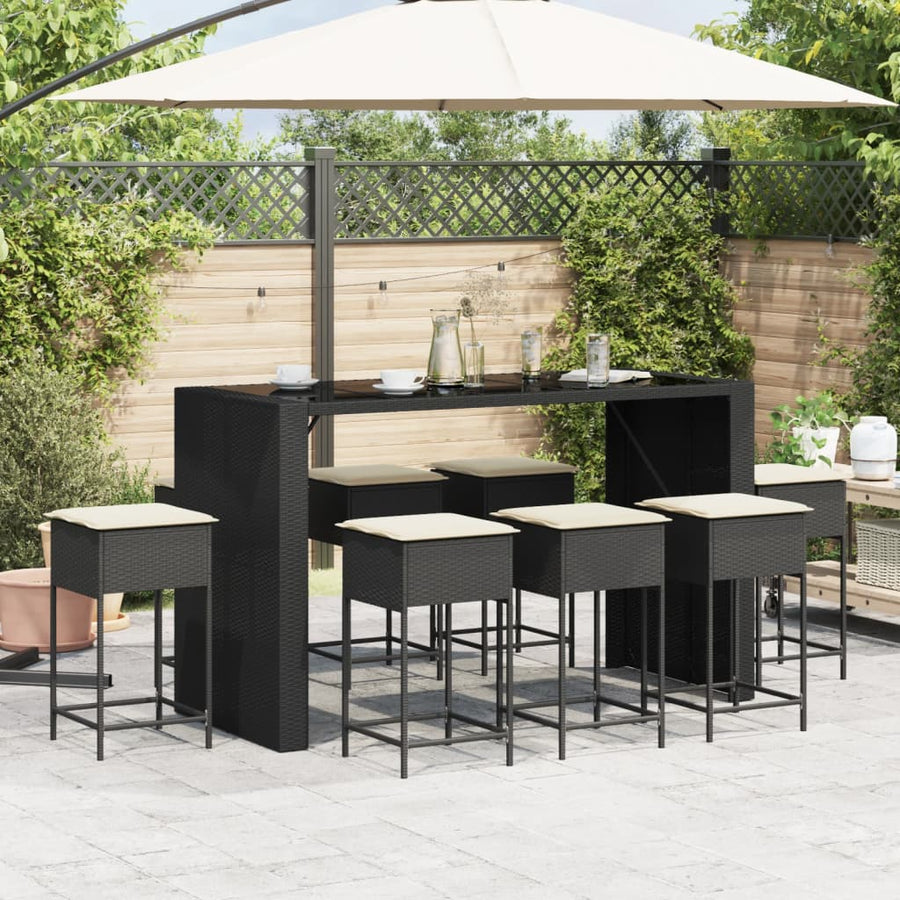 9-Delige Tuinbarset Met Kussens Poly Rattan 8