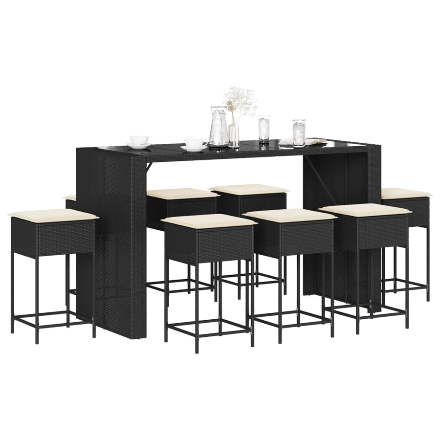 9-Delige Tuinbarset Met Kussens Poly Rattan 8