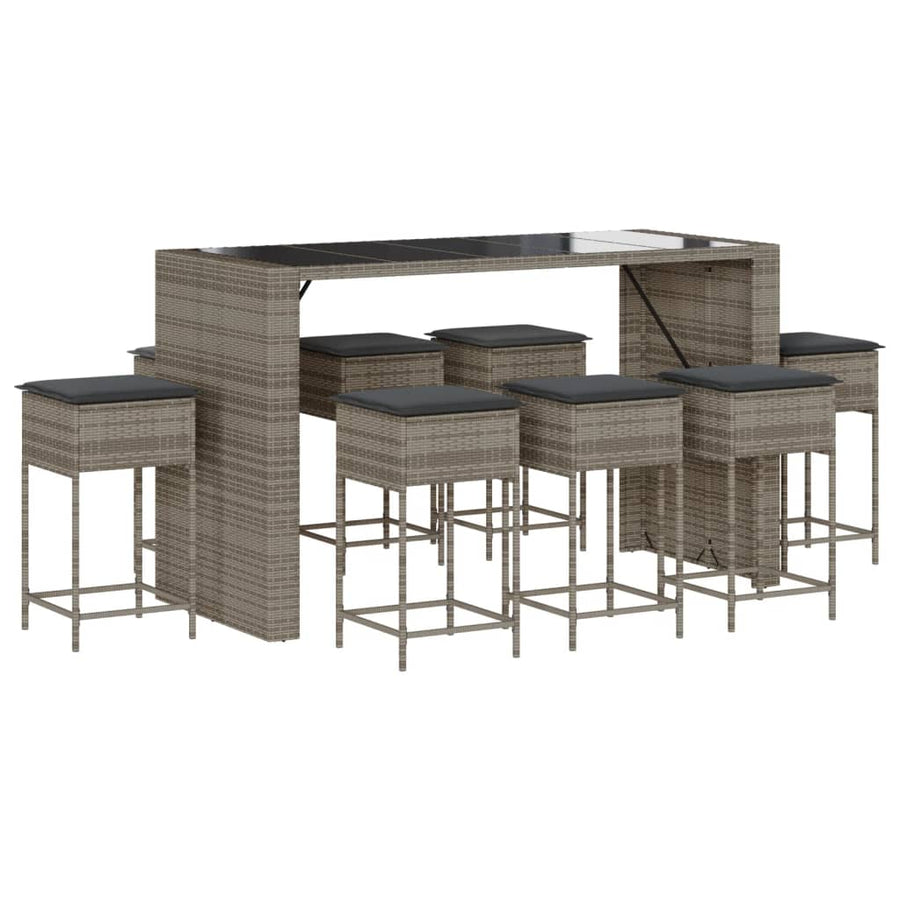 9-Delige Tuinbarset Met Kussens Poly Rattan 8