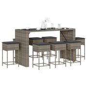 Tuinbarset 9-delig poly rattan met kussens