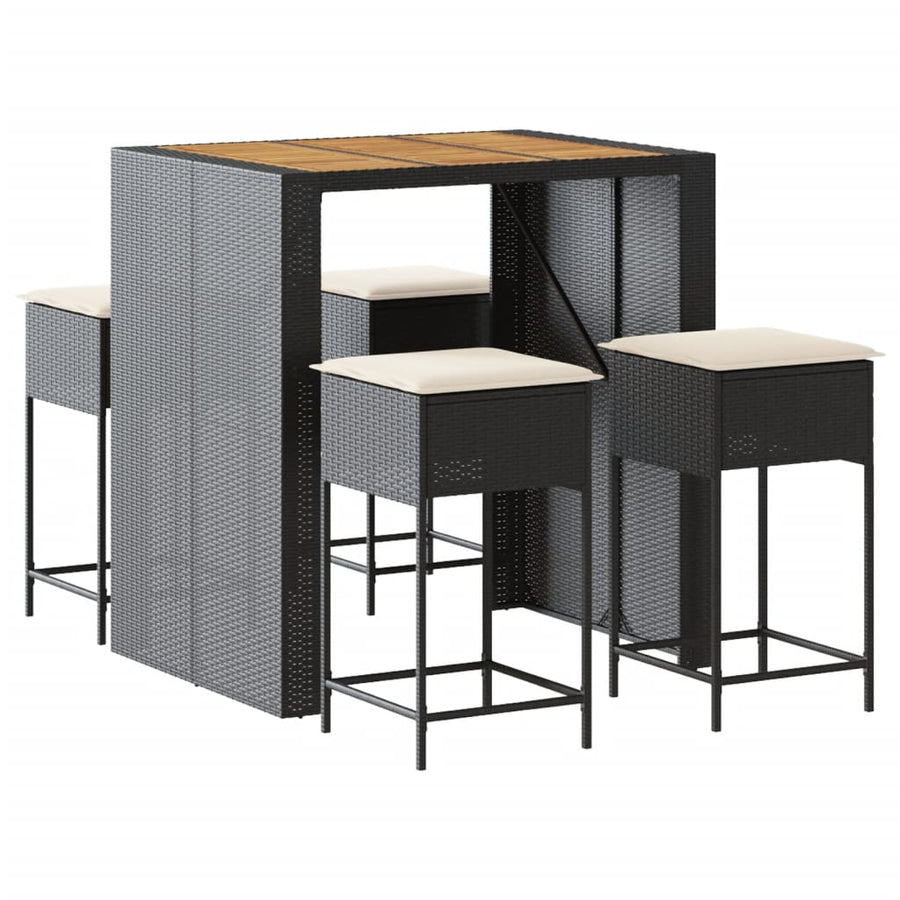 5-Delige Tuinbarset Met Kussens Poly Rattan 4