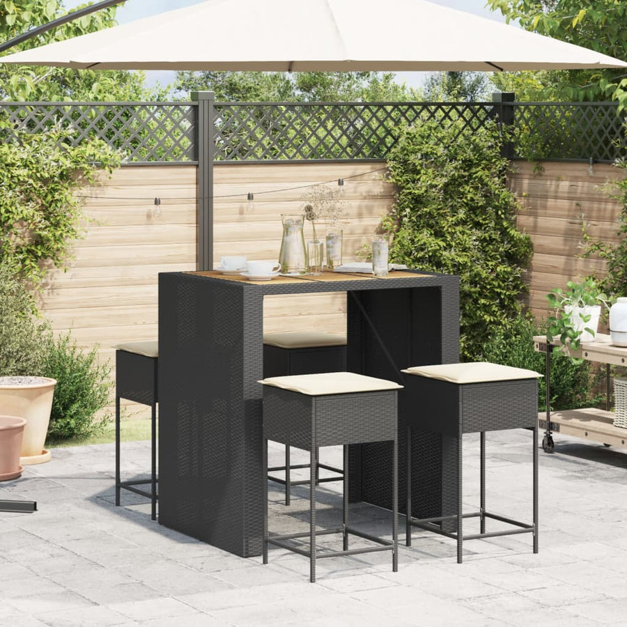 5-Delige Tuinbarset Met Kussens Poly Rattan 4