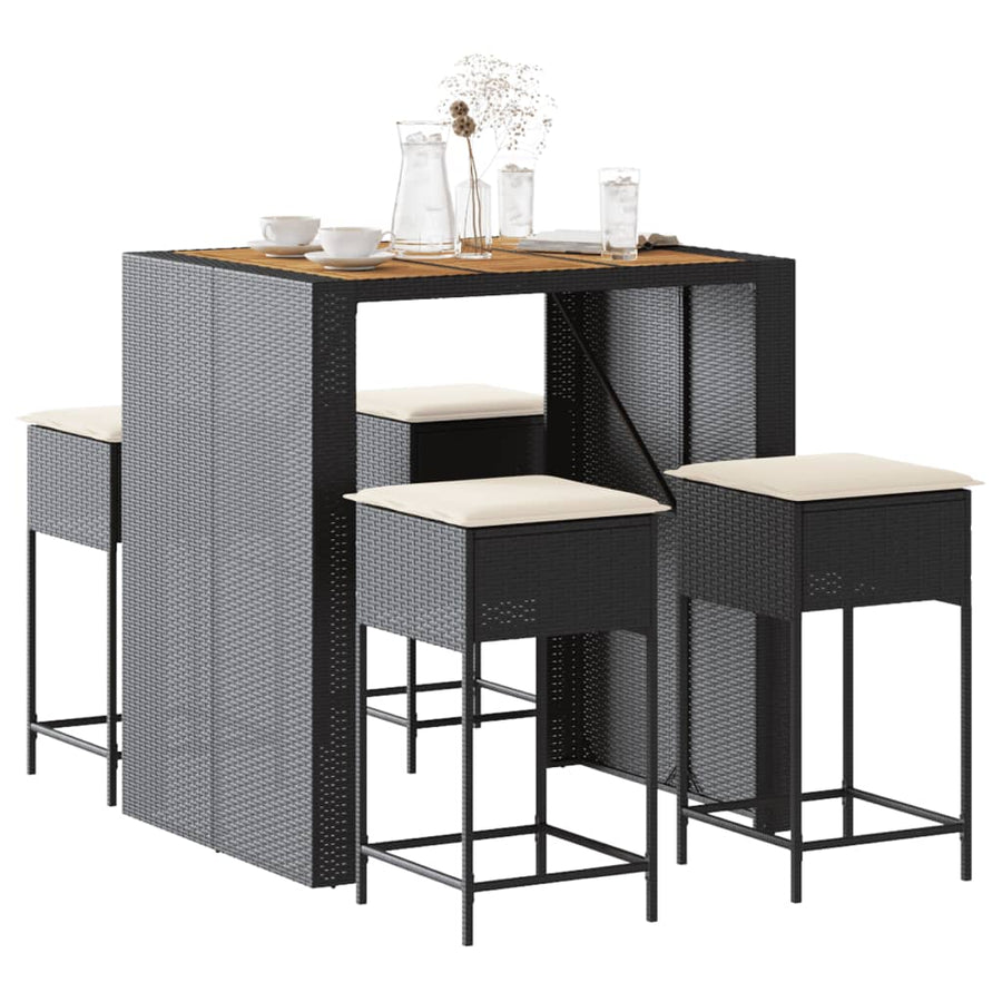 5-Delige Tuinbarset Met Kussens Poly Rattan 4