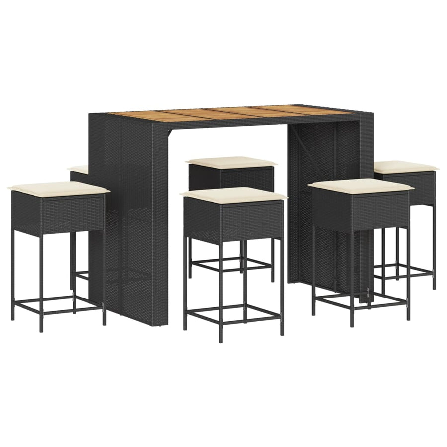 7-Delige Tuinbarset Met Kussens Poly Rattan 6