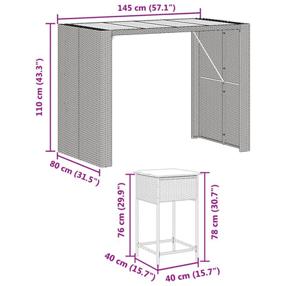 7-Delige Tuinbarset Met Kussens Poly Rattan 6