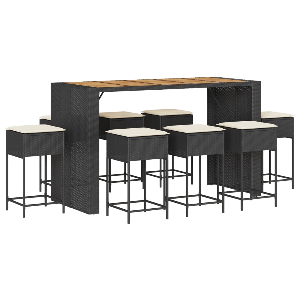 9-Delige Tuinbarset Met Kussens Poly Rattan 8
