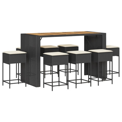 9-Delige Tuinbarset Met Kussens Poly Rattan 8