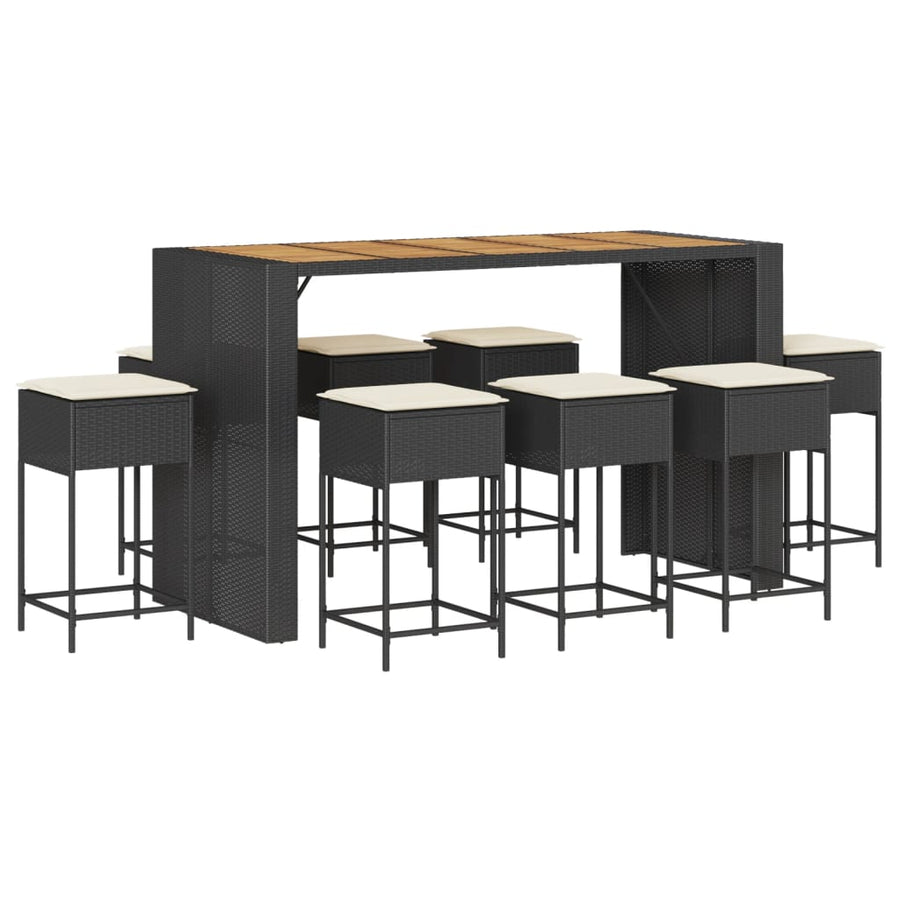 9-Delige Tuinbarset Met Kussens Poly Rattan 8