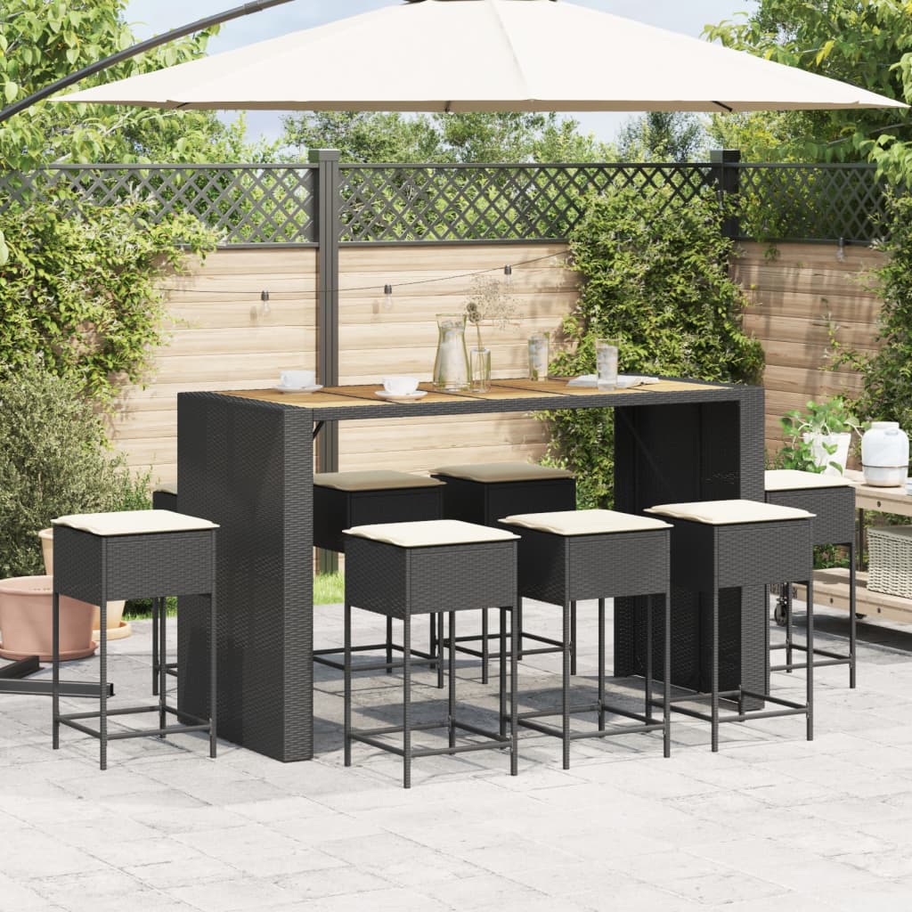 9-Delige Tuinbarset Met Kussens Poly Rattan 8