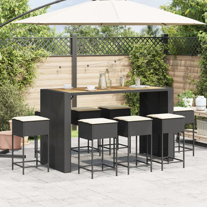 9-Delige Tuinbarset Met Kussens Poly Rattan 8