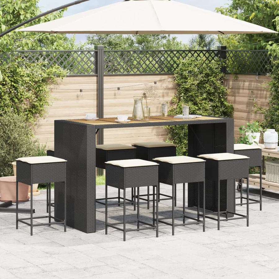 9-Delige Tuinbarset Met Kussens Poly Rattan 8