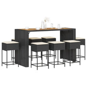 Tuinbarset 9-delig poly rattan met kussens