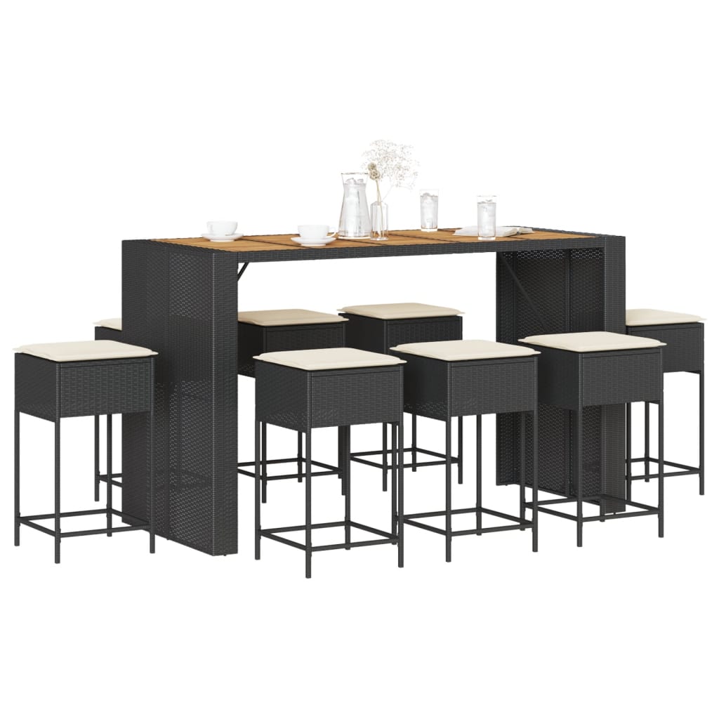 9-Delige Tuinbarset Met Kussens Poly Rattan 8