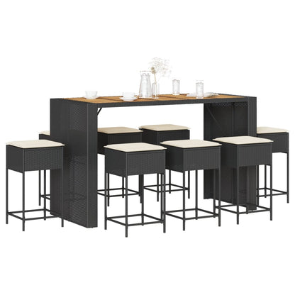9-Delige Tuinbarset Met Kussens Poly Rattan 8