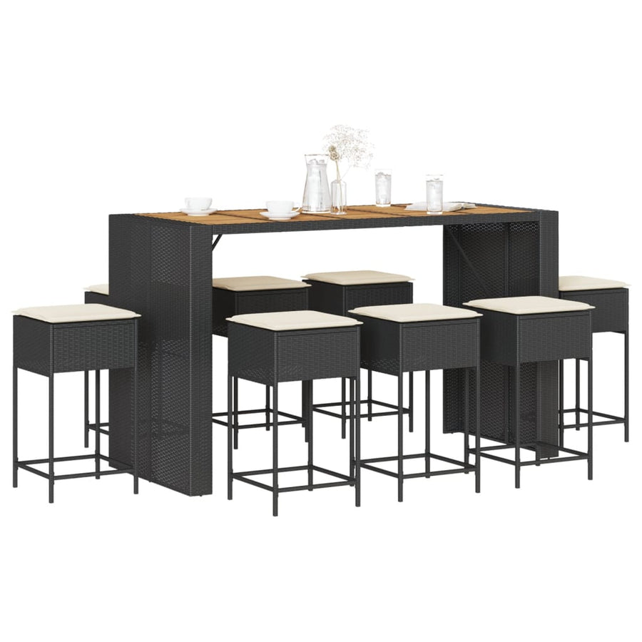 9-Delige Tuinbarset Met Kussens Poly Rattan 8
