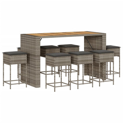 9-Delige Tuinbarset Met Kussens Poly Rattan 8