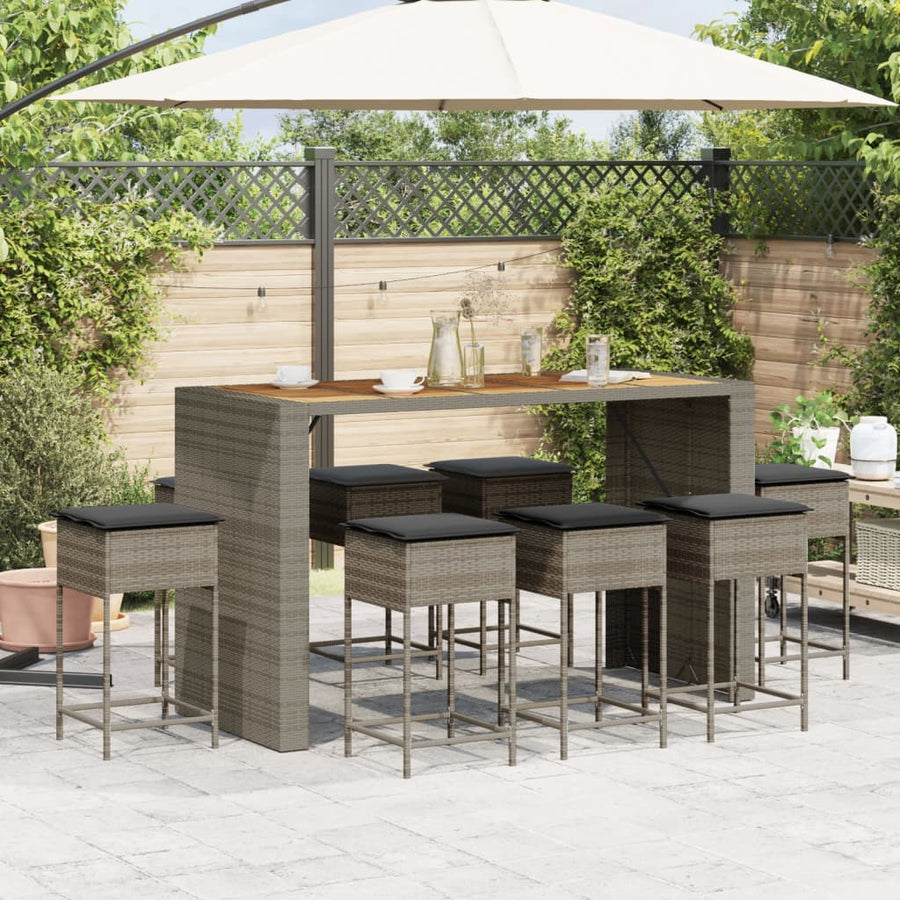 9-Delige Tuinbarset Met Kussens Poly Rattan 8