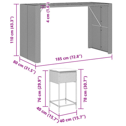 9-Delige Tuinbarset Met Kussens Poly Rattan 8