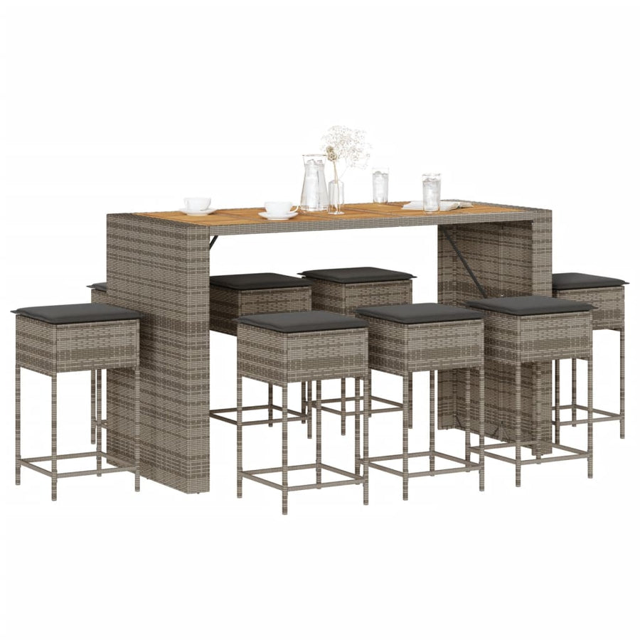 9-Delige Tuinbarset Met Kussens Poly Rattan 8