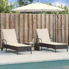 Sun loungers 2 pcs with cushions poly rattan black