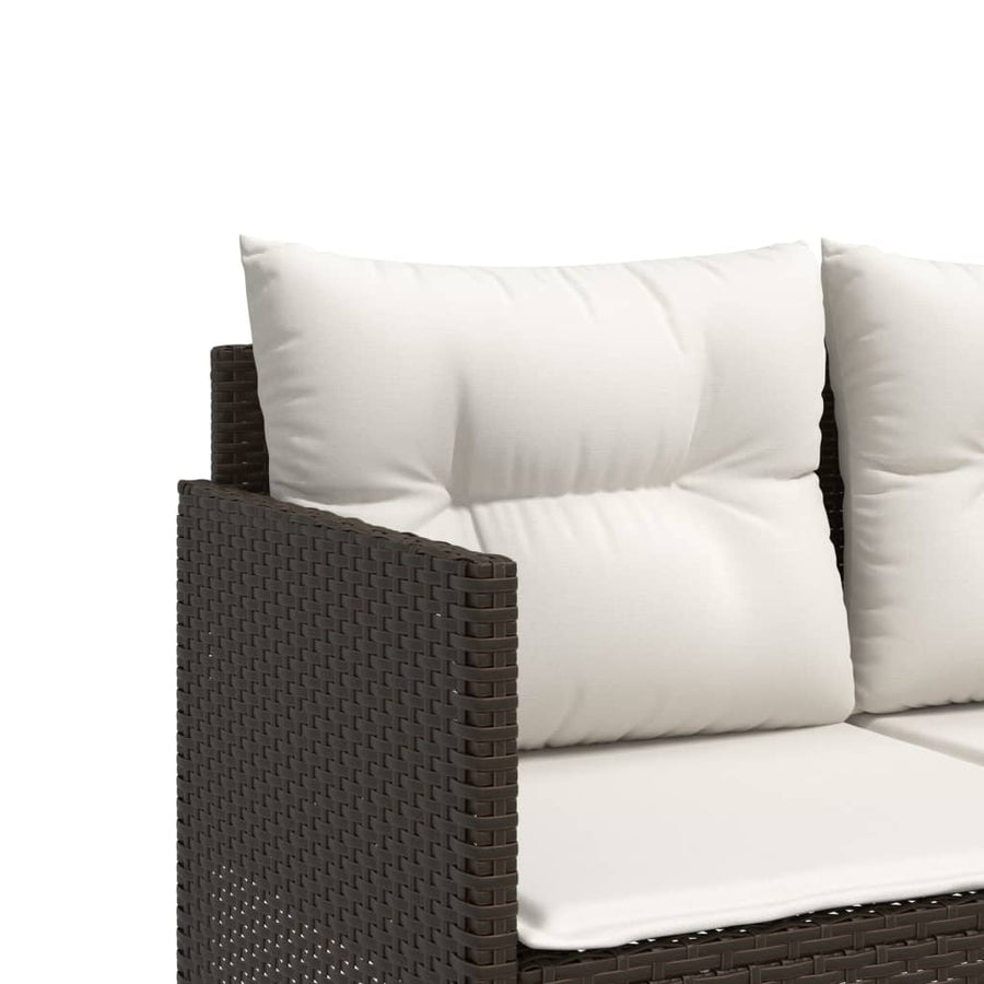 5-delige Loungeset met kussens poly rattan bruin