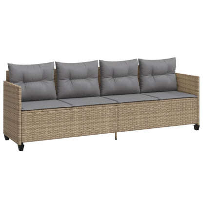 5-delige Loungeset met kussens poly rattan beige