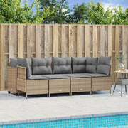 Loungeset 5-delig poly rattan beige