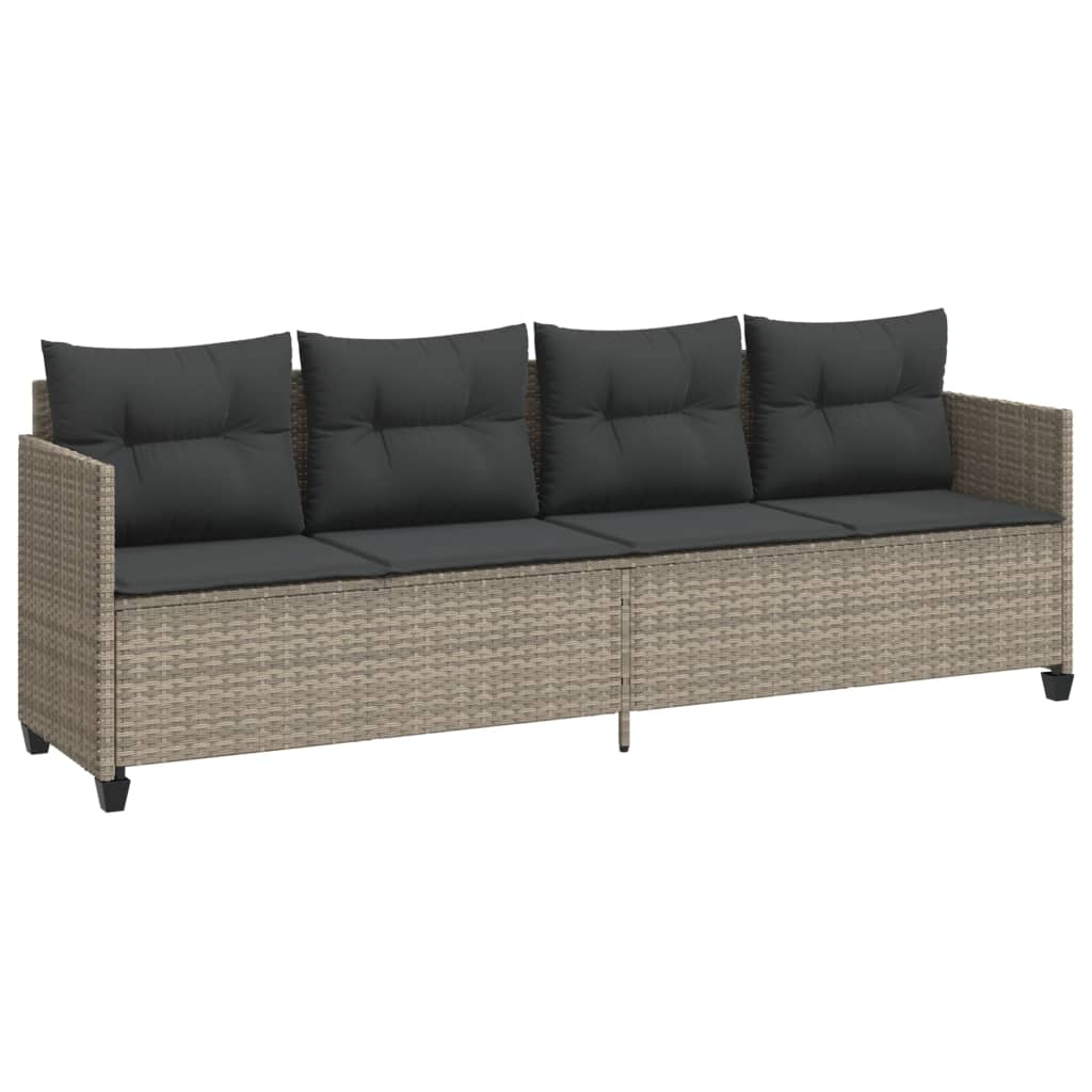5-delige Loungeset met kussens poly rattan lichtgrijs