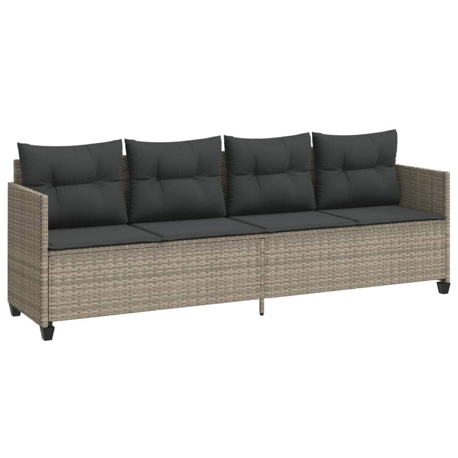 5-delige Loungeset met kussens poly rattan lichtgrijs