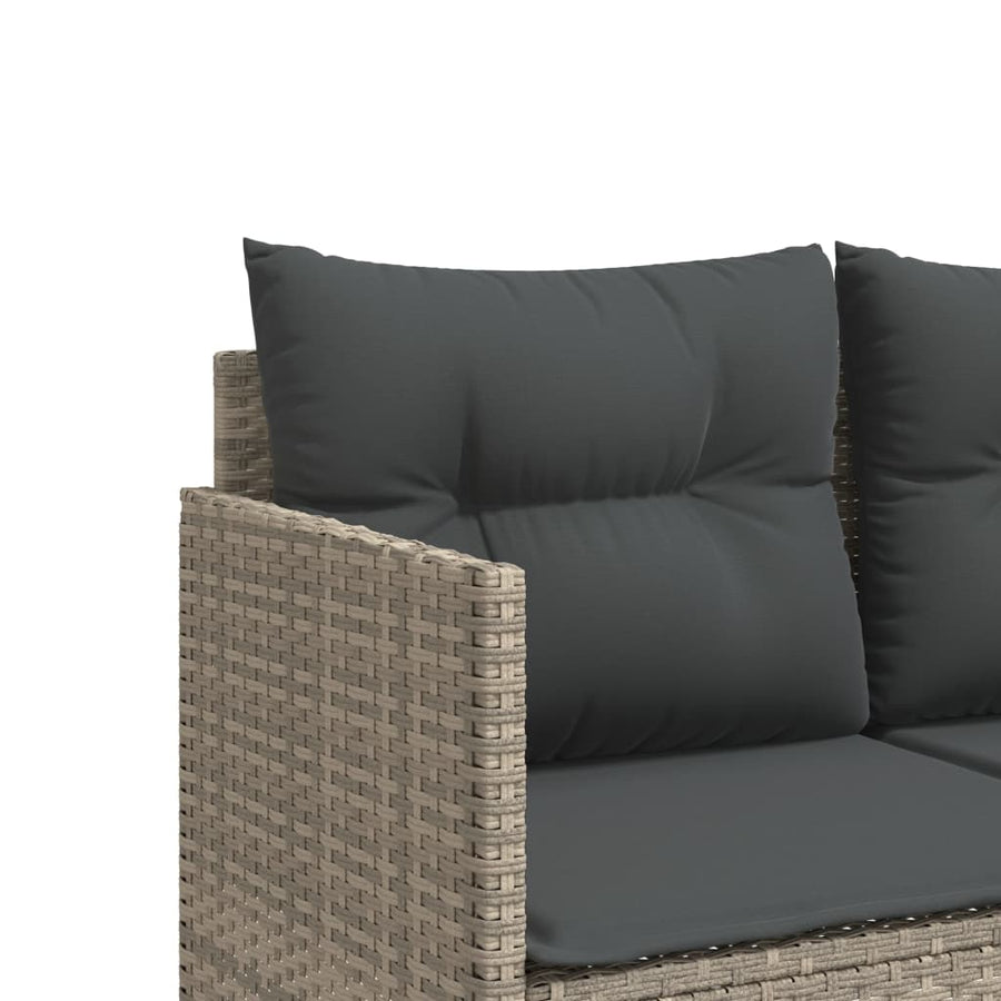5-delige Loungeset met kussens poly rattan lichtgrijs