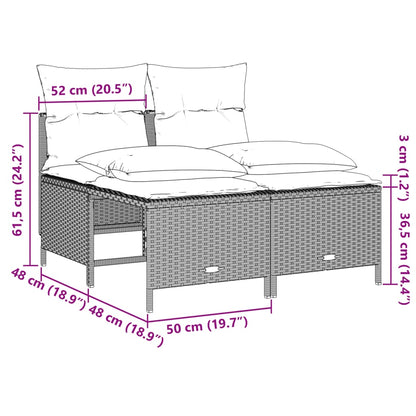 5-delige Loungeset met kussens poly rattan lichtgrijs