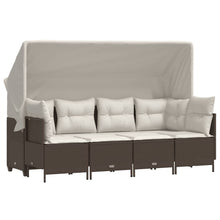 5-delige Loungeset met kussens poly rattan bruin