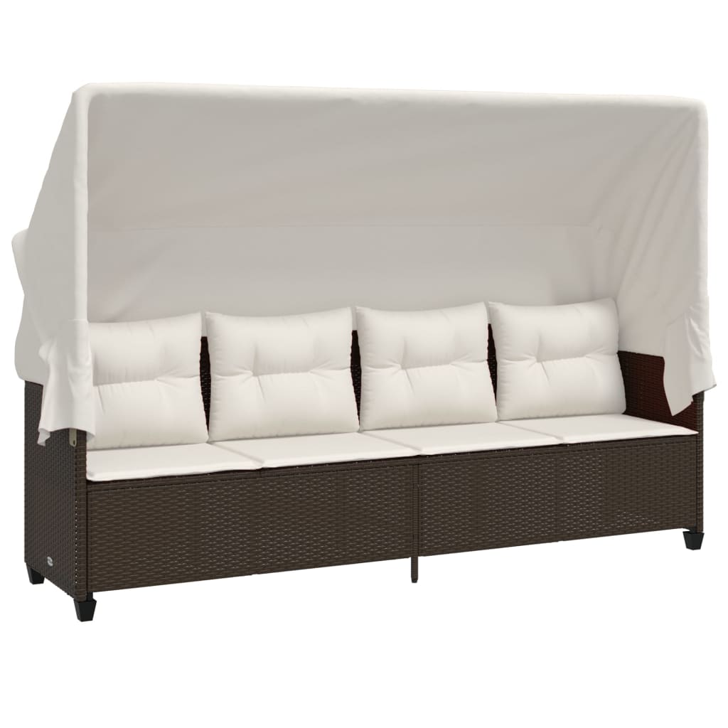 5-delige Loungeset met kussens poly rattan bruin