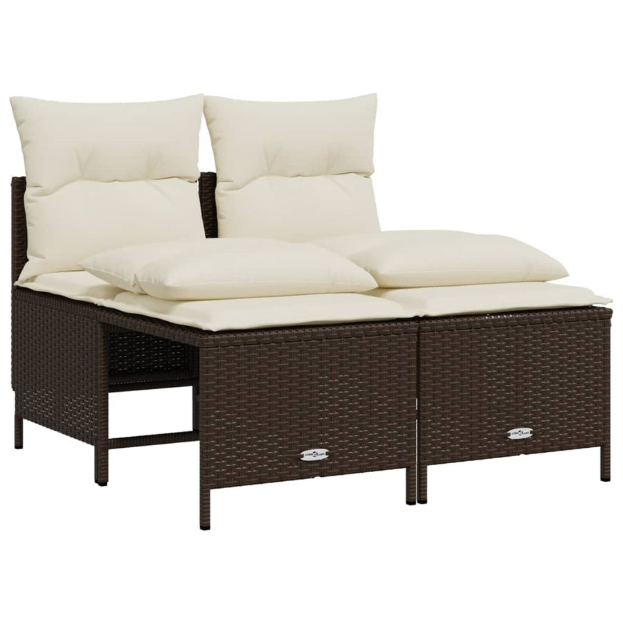 5-delige Loungeset met kussens poly rattan bruin