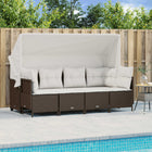 5-Piece Lounge Set with Cushions Poly Rattan Brown