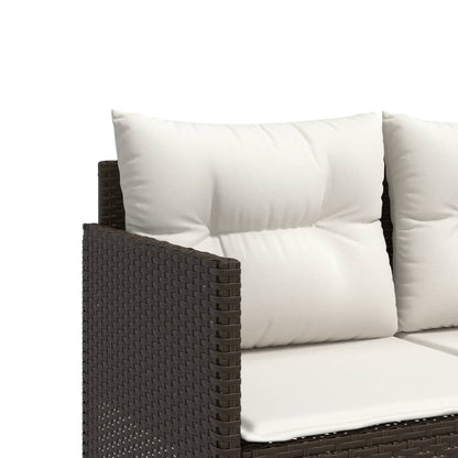 5-delige Loungeset met kussens poly rattan bruin