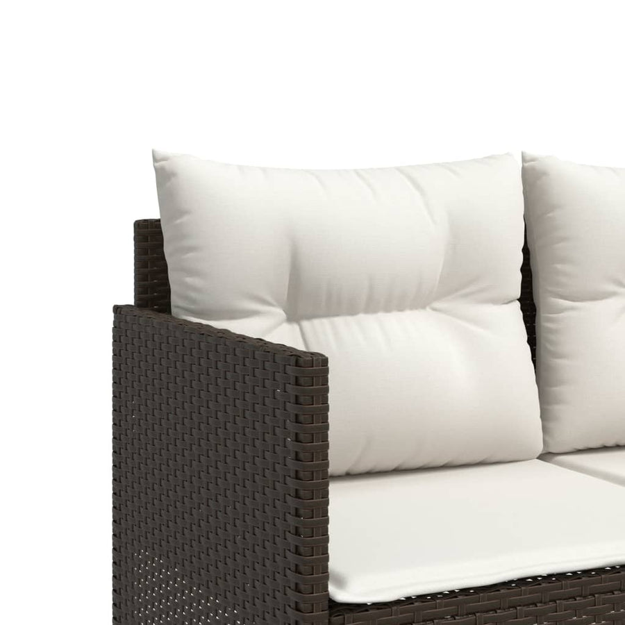 5-delige Loungeset met kussens poly rattan bruin