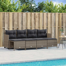 5-delige Loungeset met kussens poly rattan grijs