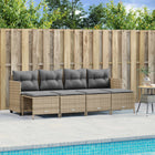 5-delige Loungeset met kussens poly rattan beige