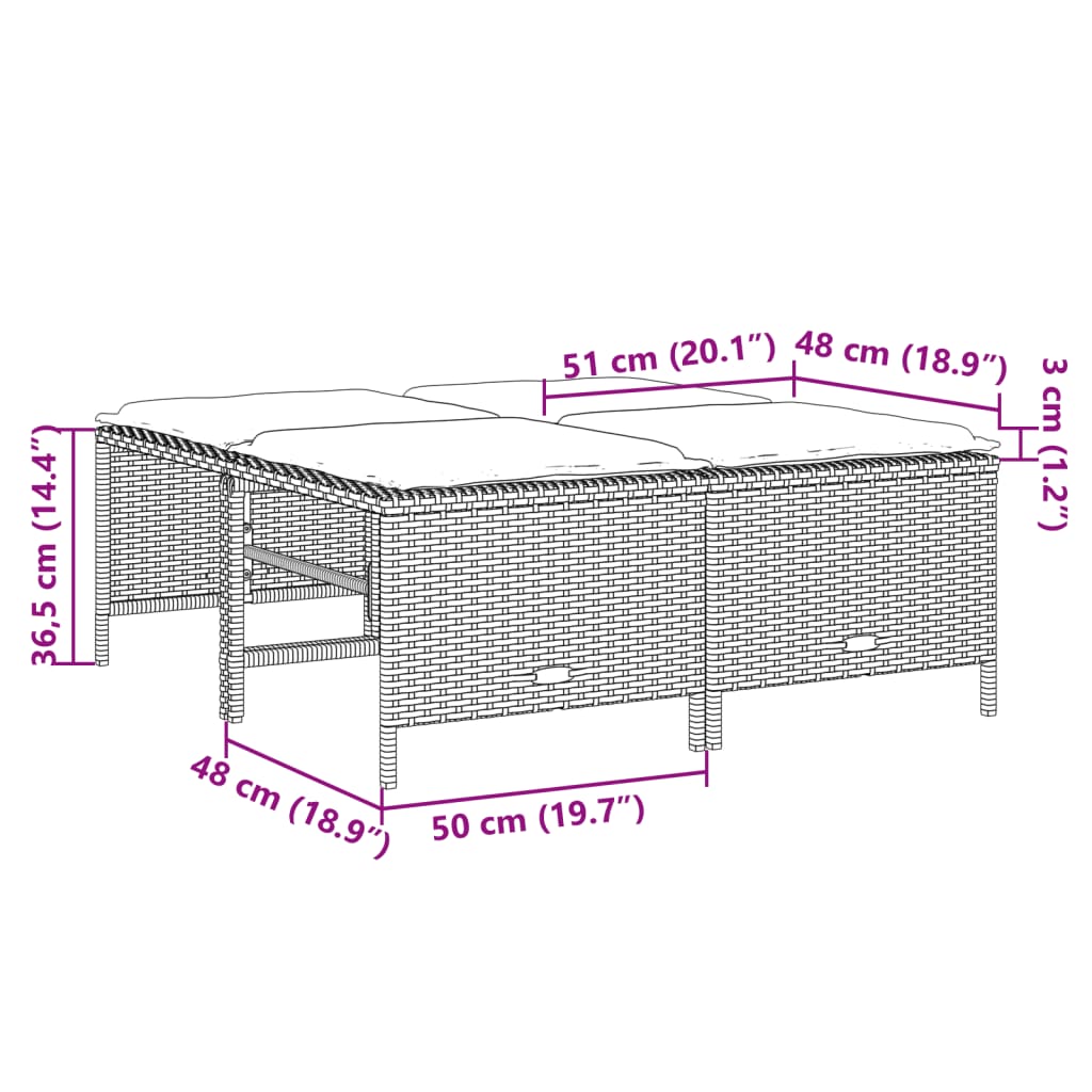 5-delige Loungeset met kussens poly rattan beige