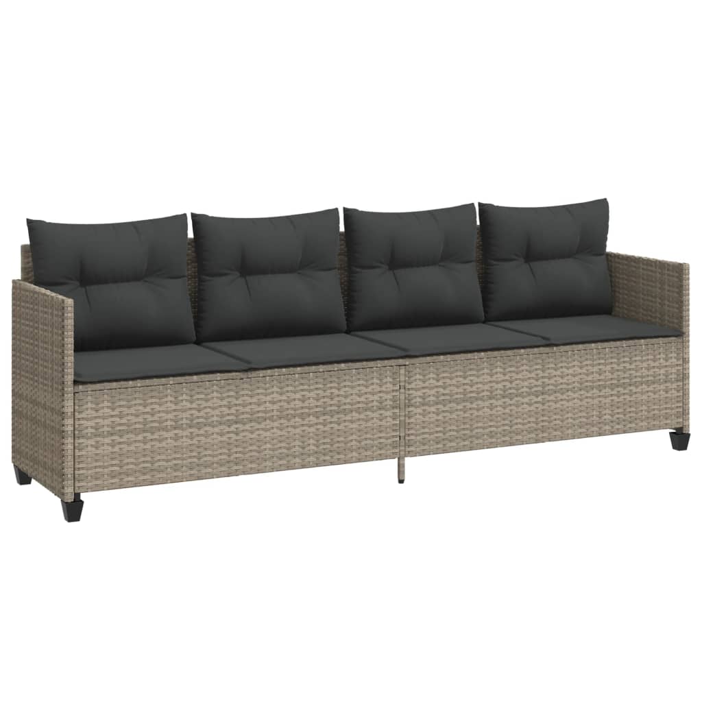 5-delige Loungeset met kussens poly rattan lichtgrijs