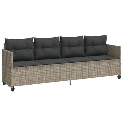 5-delige Loungeset met kussens poly rattan lichtgrijs