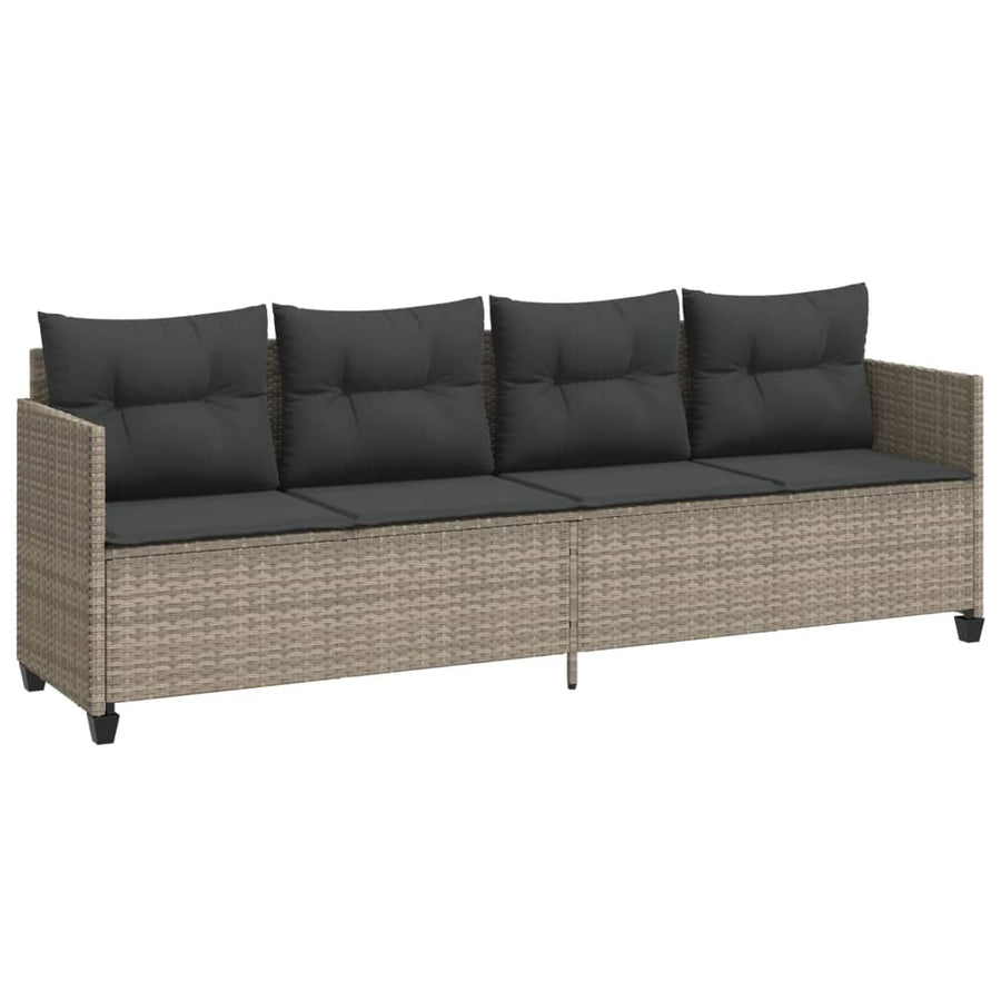 5-delige Loungeset met kussens poly rattan lichtgrijs