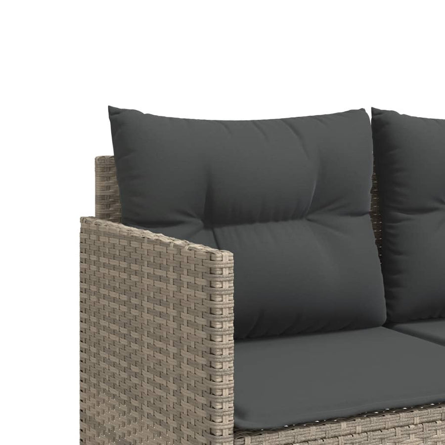 5-delige Loungeset met kussens poly rattan lichtgrijs