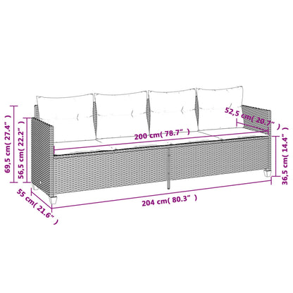 5-delige Loungeset met kussens poly rattan lichtgrijs