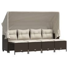 5-delige Loungeset met kussens poly rattan bruin
