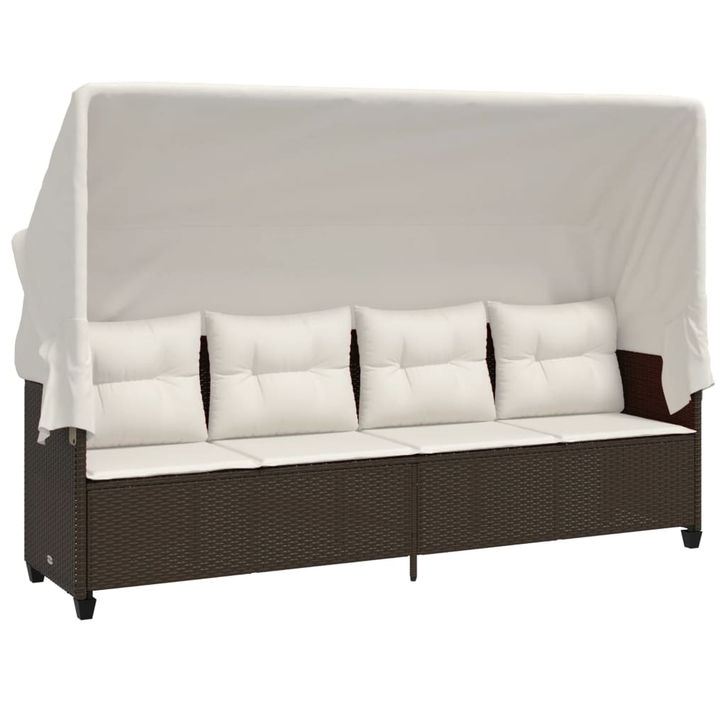 5-delige Loungeset met kussens poly rattan bruin