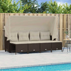 5-Piece Lounge Set with Cushions Poly Rattan Brown