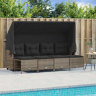 5-delige Loungeset met kussens poly rattan grijs